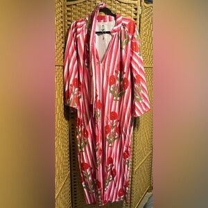 Designer Striped Floral Kaftan Dress